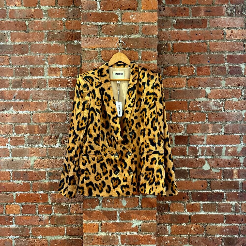 NWT L'Agence Colin Double-Breasted Silk Blazer